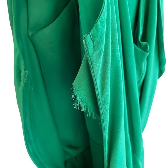 GREYLIN Silk Sleeveless Faux Wrap Mini Dress Green M - Picture 10 of 12